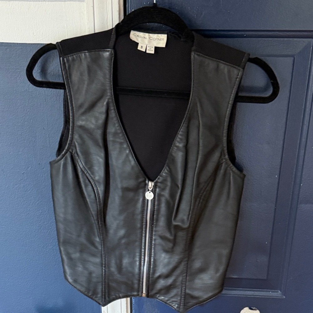 Casual Corner Black Leather Vest